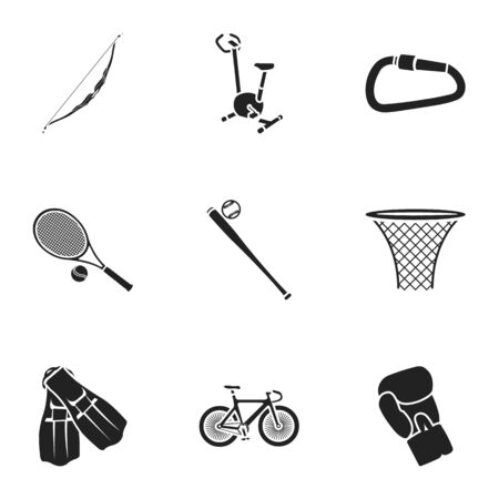 Sport and fitness set icons in black style. Big collection of sport and fitness vector symbol stock illustrationのイラスト素材