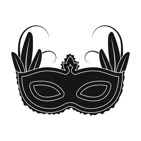 Brazilian carnival mask icon in black style isolated on white background. Brazil country symbol stock vector illustration.のイラスト素材