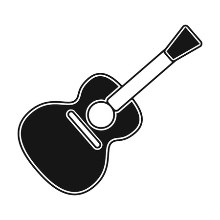 Acoustic guitar icon in black style isolated on white background. Picnic symbol stock vector illustration.のイラスト素材