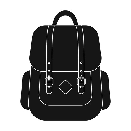 Hipster backpack icon in black style isolated on white background. Hipster style symbol stock vector illustration.のイラスト素材