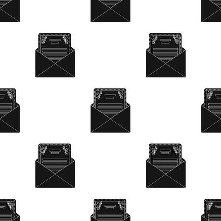 Envelope with invitation card icon in black style isolated on white background. Event service pattern stock vector illustration.のイラスト素材
