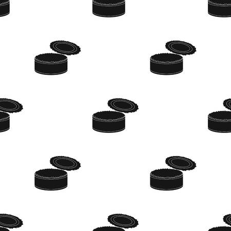 Opened metal tin can icon in black style isolated on white background. Trash and garbage pattern stock vector illustration.のイラスト素材