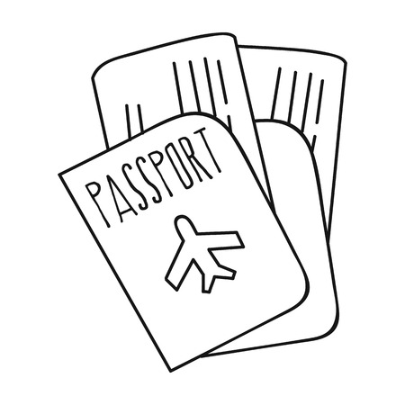 Passport icon in outline style isolated on white background. Family holiday symbol stock vector illustration.のイラスト素材