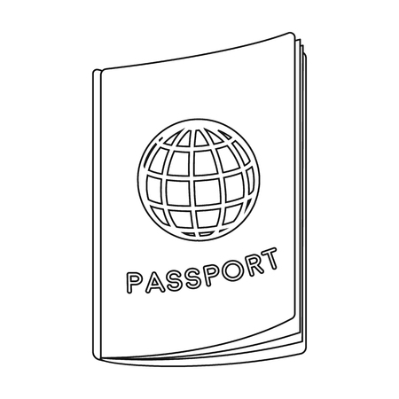 Passport icon in outline style isolated on white background. Rest and travel symbol stock vector illustration.のイラスト素材