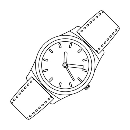 Classic wrist watch icon in outline style isolated on white background. Hipster style symbol stock vector illustration.のイラスト素材