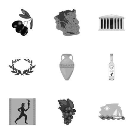 Greece set icons in monochrome style. Big collection of Greece vector symbol stock illustrationのイラスト素材