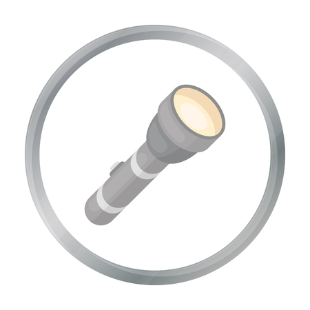 Flashlight icon in cartoon style isolated on white background. Light source symbol stock vector illustrationのイラスト素材
