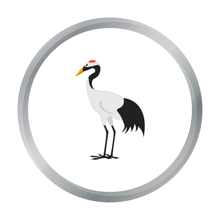 Red-crowned crane icon in cartoon style isolated on white background. Japan symbol stock vector illustration.のイラスト素材