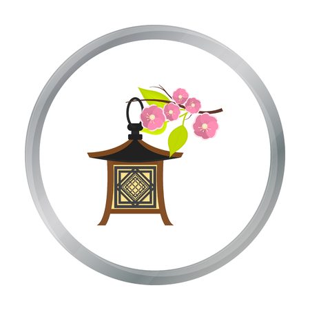Japanese lantern icon in cartoon style isolated on white background. Japan symbol stock vector illustration.のイラスト素材