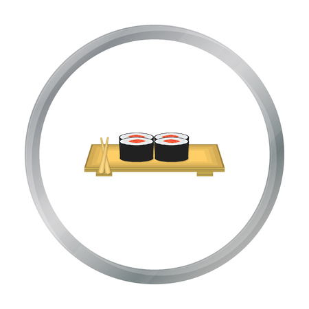 Sushi icon in cartoon style isolated on white background. Japan symbol stock vector illustration.のイラスト素材