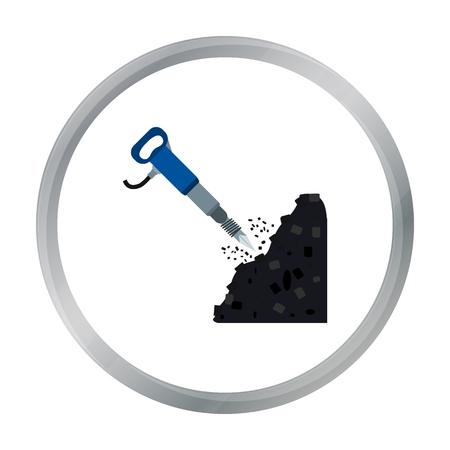 Jackhammer icon in cartoon style isolated on white background. Mine symbol stock vector illustration.のイラスト素材