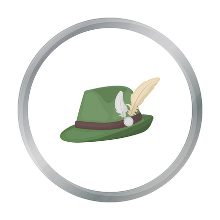 Tyrolean hat icon in cartoon style isolated on white background. Oktoberfest symbol stock vector illustration.のイラスト素材