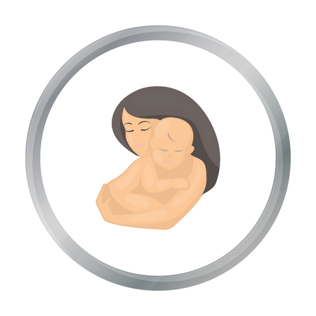 Mother and baby icon in cartoon style isolated on white background. Pregnancy symbol stock vector illustration.のイラスト素材
