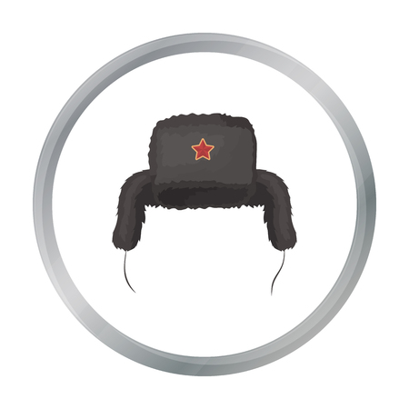 Ushanka icon in cartoon style isolated on white background. Russian country symbol stock vector illustration.のイラスト素材
