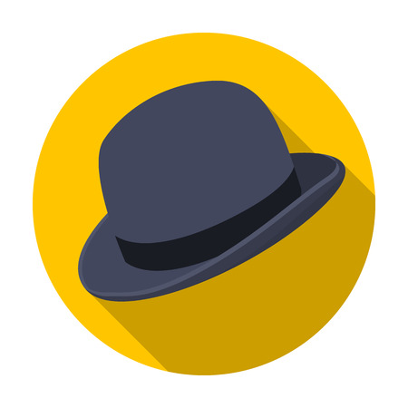 Bowler hat icon in flat style isolated on white background. Hipster style symbol stock vector illustration.のイラスト素材