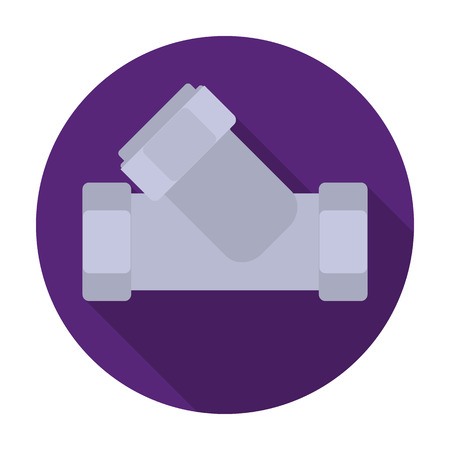 Tee plumbing fitting icon in flat style isolated on white background. Water filtration system symbol stock vector illustration.のイラスト素材