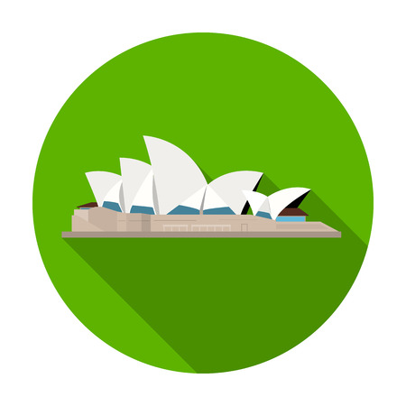 Sydney Opera House icon in flat style isolated on white background. Countries symbol stock vector illustration.のイラスト素材
