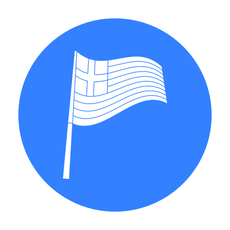 Greek flag icon in black style isolated on white background. Greece symbol stock vector illustration.のイラスト素材