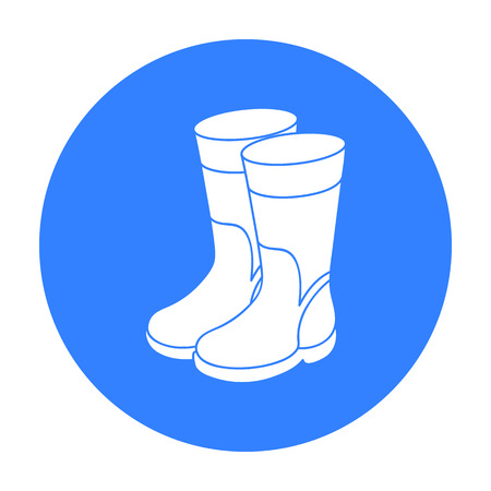 Rubber boots icon in black style isolated on white background. Fishing symbol stock vector illustration.のイラスト素材