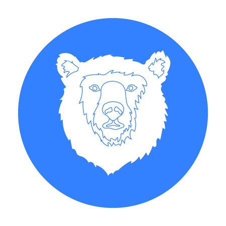 Brown bear muzzle icon in black style isolated on white background. Russian country symbol stock vector illustration.のイラスト素材