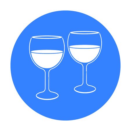 Wine glasses icon in black style isolated on white background. Romantic symbol stock vector illustration.のイラスト素材