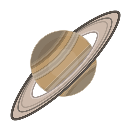 Saturn icon in cartoon style isolated on white background. Planets symbol stock vector illustration.のイラスト素材