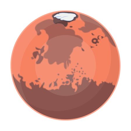 Mars icon in cartoon style isolated on white background. Planets symbol stock vector illustration.のイラスト素材