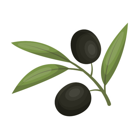 Branch of olives icon in cartoon style isolated on white background. Spain country symbol stock vector illustration.のイラスト素材