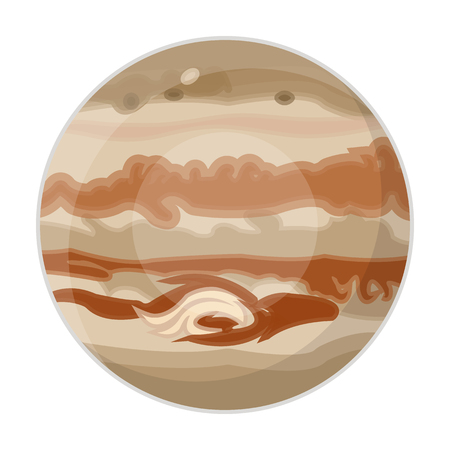 Jupiter icon in cartoon style isolated on white background. Planets symbol stock vector illustration.のイラスト素材