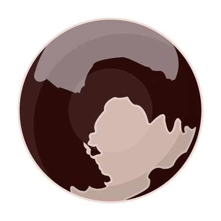 Pluto icon in cartoon style isolated on white background. Planets symbol stock vector illustration.のイラスト素材
