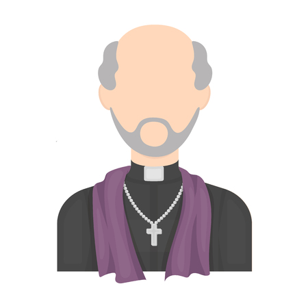 Priest icon in cartoon style isolated on white background. Funeral ceremony symbol stock vector illustration.のイラスト素材