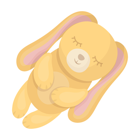 Toy rabbit icon in cartoon style isolated on white background. Sleep and rest symbol stock vector illustration.のイラスト素材