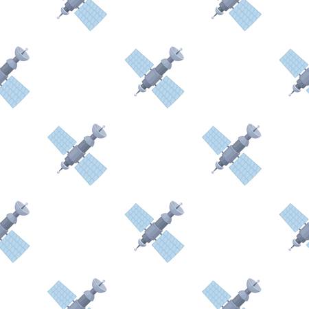 Satellite icon in cartoon style isolated on white background. Space pattern stock vector illustration.のイラスト素材