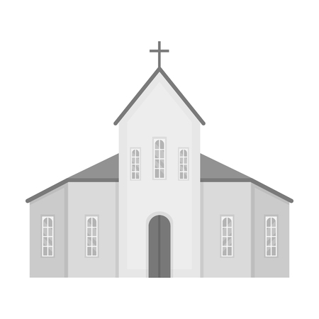 Church icon in monochrome style isolated on white background. Funeral ceremony symbol stock vector illustration.のイラスト素材