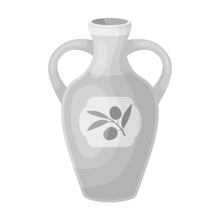 Bottle of olive oil icon in monochrome style isolated on white background. Spain country symbol stock vector illustration.のイラスト素材