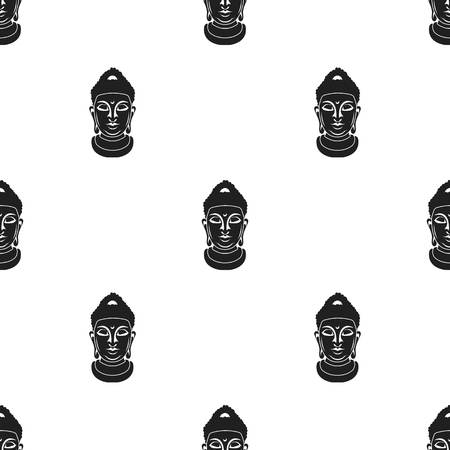 Buddha icon in black style isolated on white background. Religion pattern stock vector illustration.のイラスト素材