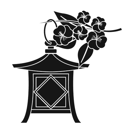 Japanese lantern icon in black style isolated on white background. Japan symbol stock vector illustration.のイラスト素材
