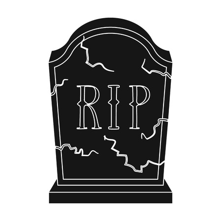 Headstone icon in black style isolated on white background. Funeral ceremony symbol stock vector illustration.のイラスト素材