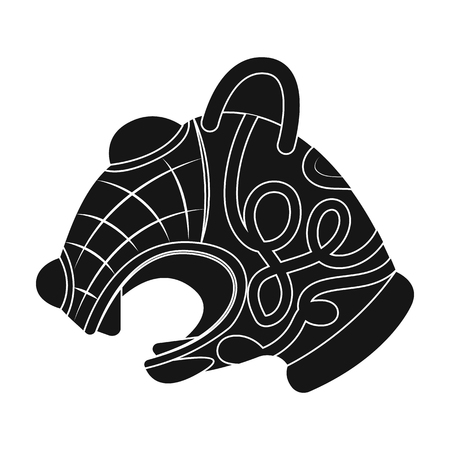 Animal head of viking s ship icon in black style isolated on white background. Vikings symbol stock vector illustration.のイラスト素材