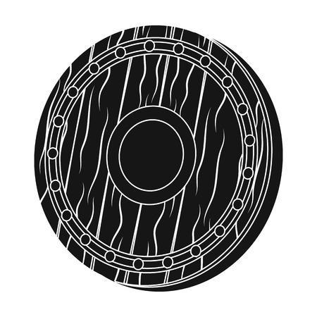 Viking shield icon in black style isolated on white background. Vikings symbol stock vector illustration.のイラスト素材