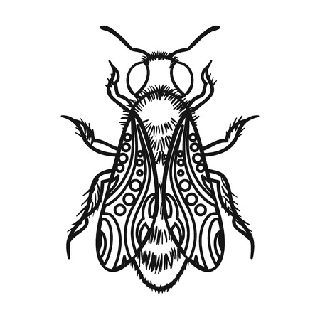 Bee icon in outline style isolated on white background. Apairy symbol stock vector illustrationのイラスト素材