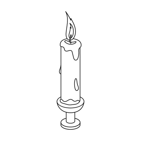 Candle icon in outline style isolated on white background. Funeral ceremony symbol stock vector illustration.のイラスト素材