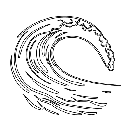 Wave icon in outline style isolated on white background. Surfing symbol stock vector illustration.のイラスト素材