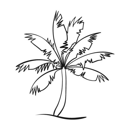 Palm tree icon in outline style isolated on white background. Surfing symbol stock vector illustration.のイラスト素材