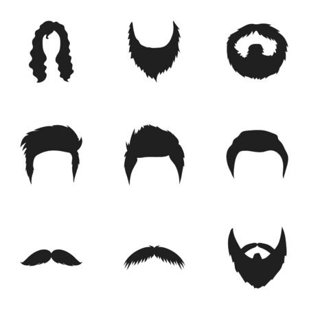 Beard set icons in black style. Big collection of beard vector symbol stock illustrationのイラスト素材