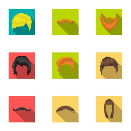 Beard set icons in flat style. Big collection of beard vector symbol stock illustrationのイラスト素材