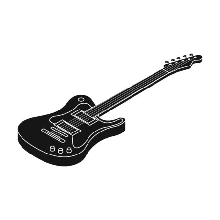 Electric guitar icon in black style isolated on white background. Musical instruments symbol stock vector illustration.のイラスト素材
