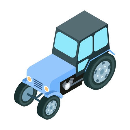 Tractor icon in cartoon style isolated on white background. Transportation symbol stock vector illustration.のイラスト素材