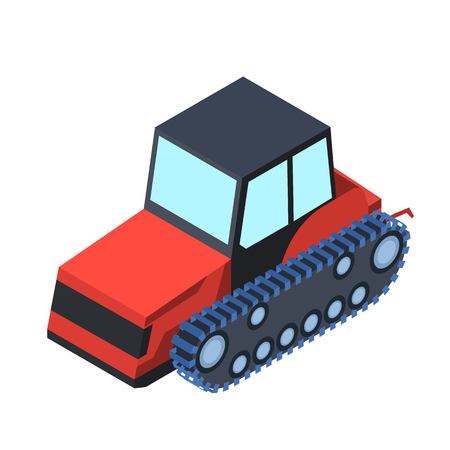 Tracked tractor icon in cartoon style isolated on white background. Transportation symbol stock vector illustration.のイラスト素材