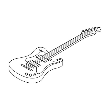 Electric guitar icon in outline style isolated on white background. Musical instruments symbol stock vector illustration.のイラスト素材